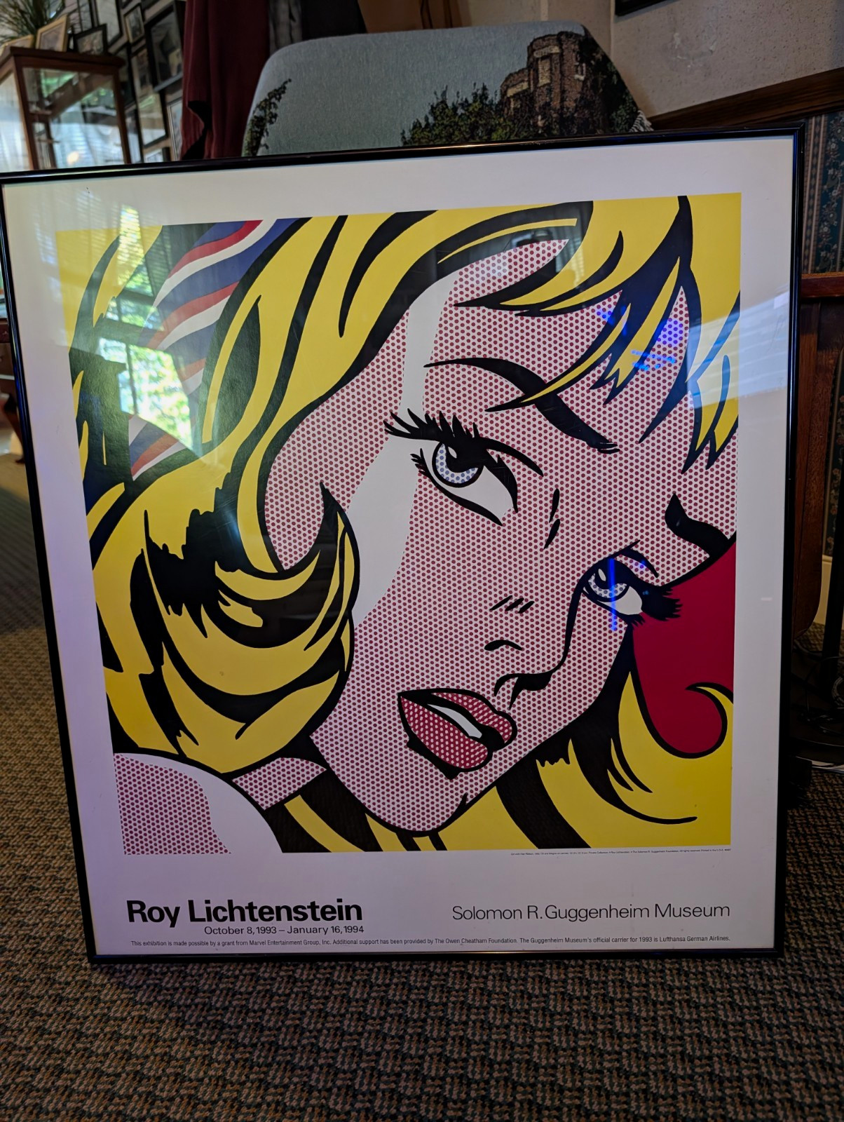 Roy Lichtenstein 1993 Guggenheim Framed Licensed Print Girl w/ Hair Ribbon Roy Lichtenstein 1993 Guggenheim Framed Licensed Print Girl w/ Hair Ribbon
