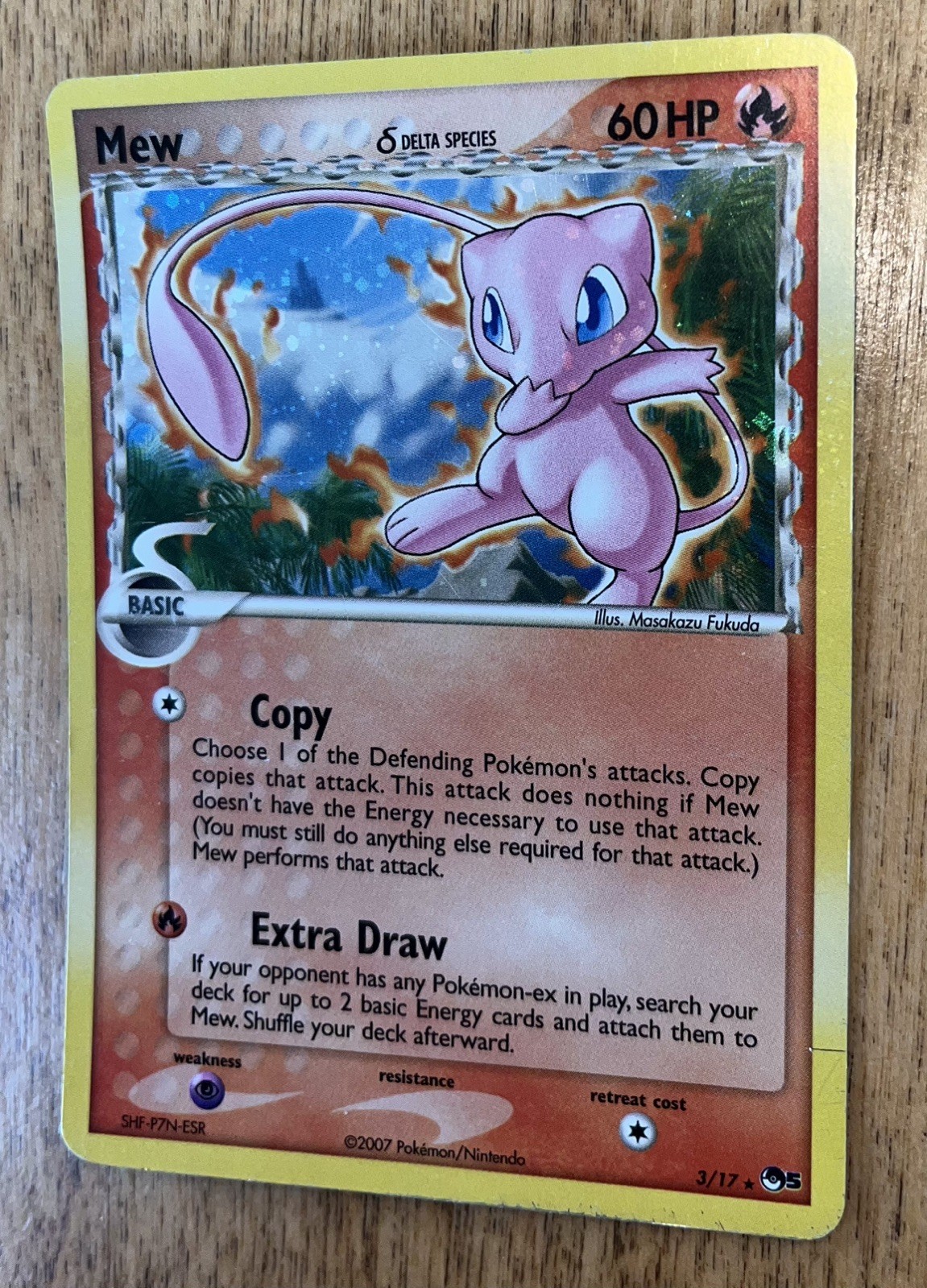 Mew (Delta Species) 003/017 POP Series 5 Holo has swirl π see photos Mew (Delta Species) 003/017 POP Series 5 Holo has swirl π see photos