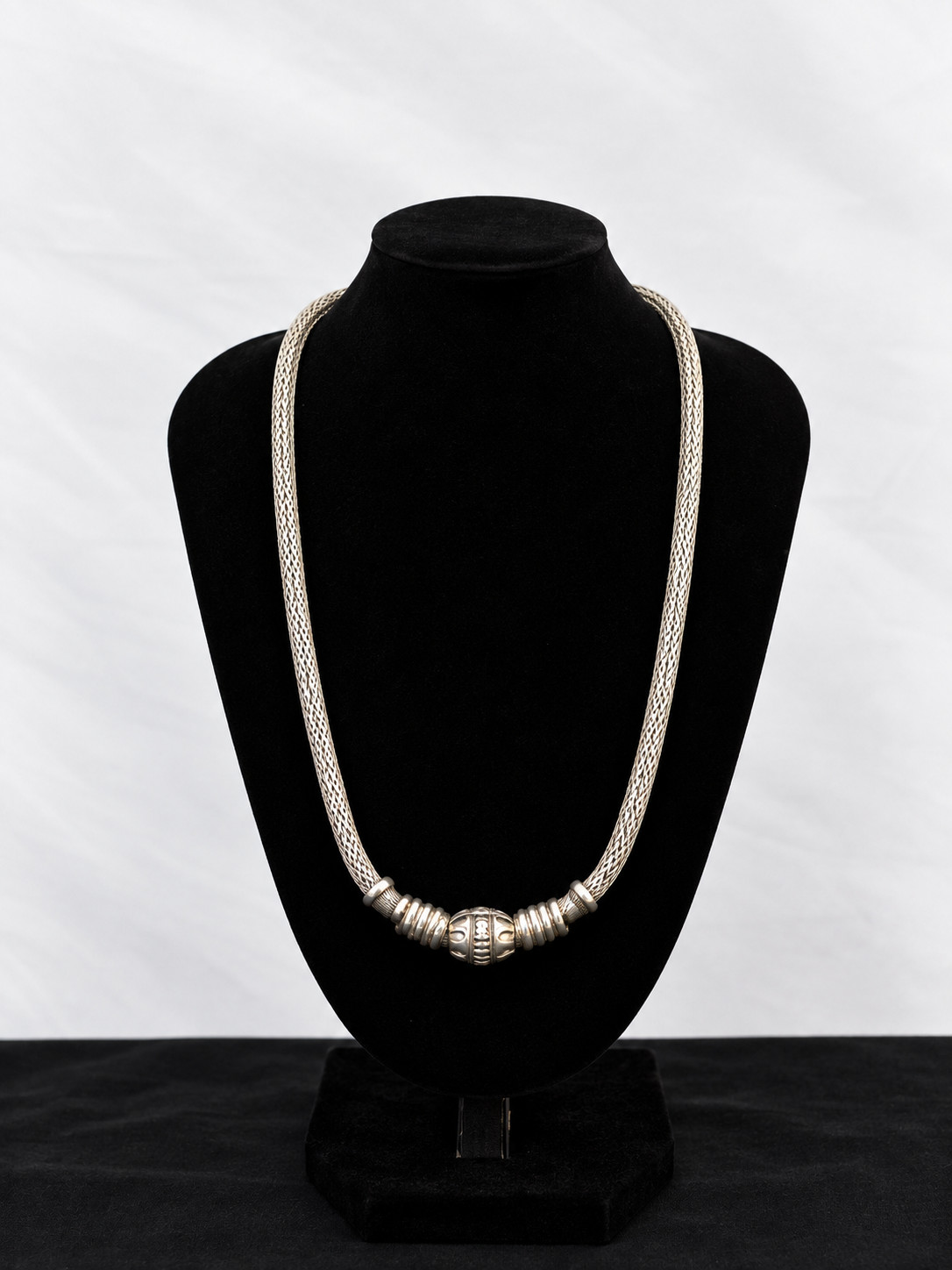 Vintage 925 Sterling Silver Braided Woven Mesh Necklace | 18 In. 49g | IMPERFECT
