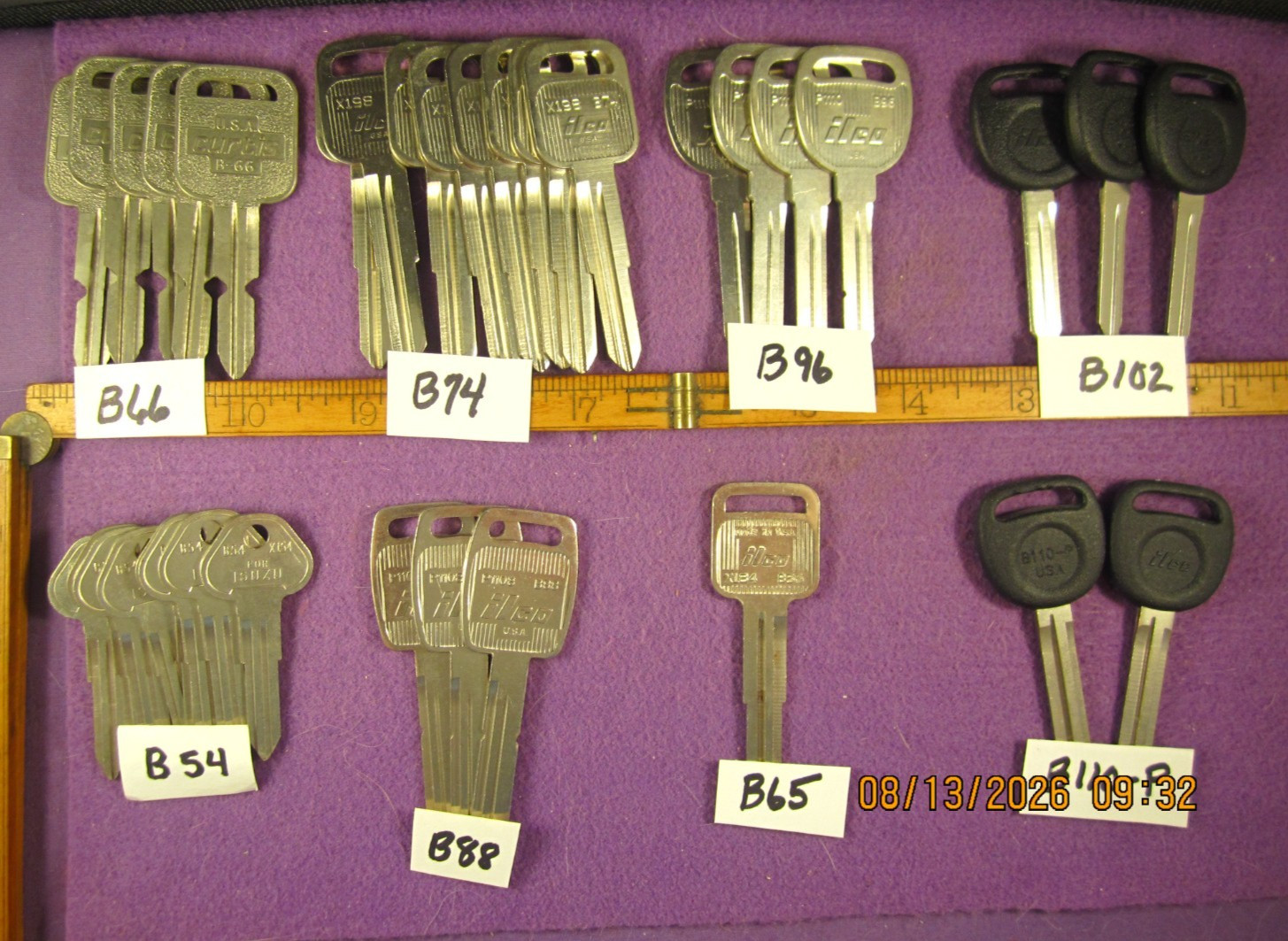 34 PC NEW OLD STOCK GM B66, 74, 96, 102, 54, 88, 65, 110P UNCUT KEY BLANKS ILCO.