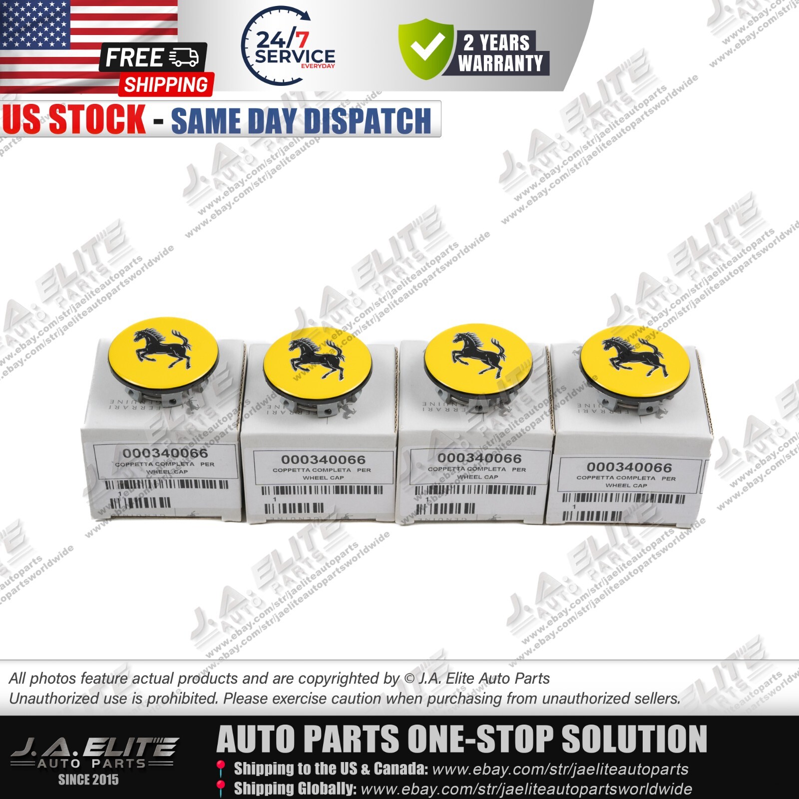 4pcs Genuine Ferrari Wheel Centre Caps fit Ferrari, 340066