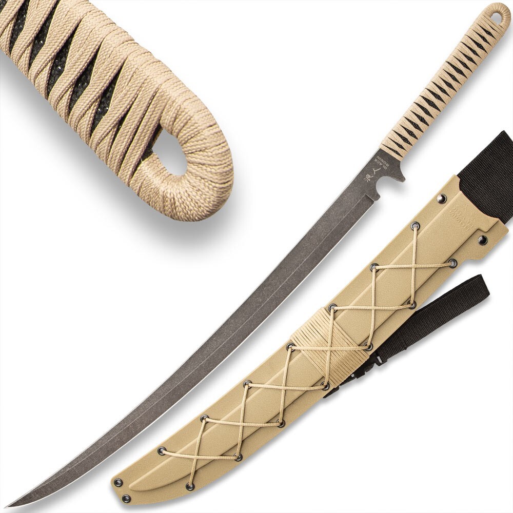 Black Ronin Tan Combat Wakizashi Sword with Sheath | Full Tang | Overall 27\