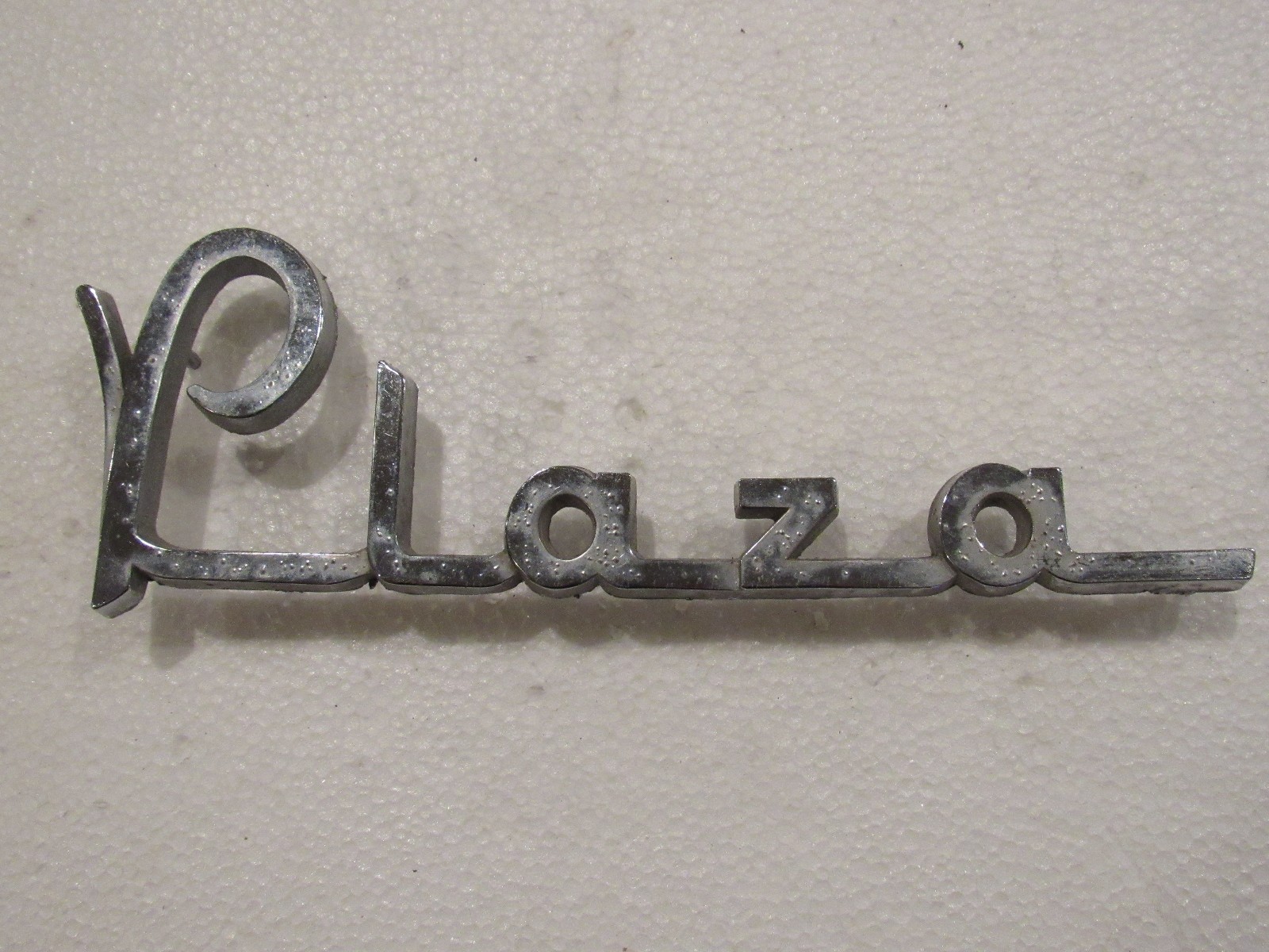 Vintage 1954 Plymouth Plaza Emblem Trim Decal Metal Chrome Mopar OEM Rare Fender Vintage 1954 Plymouth Plaza Emblem Trim Decal Metal Chrome Mopar OEM Rare Fender