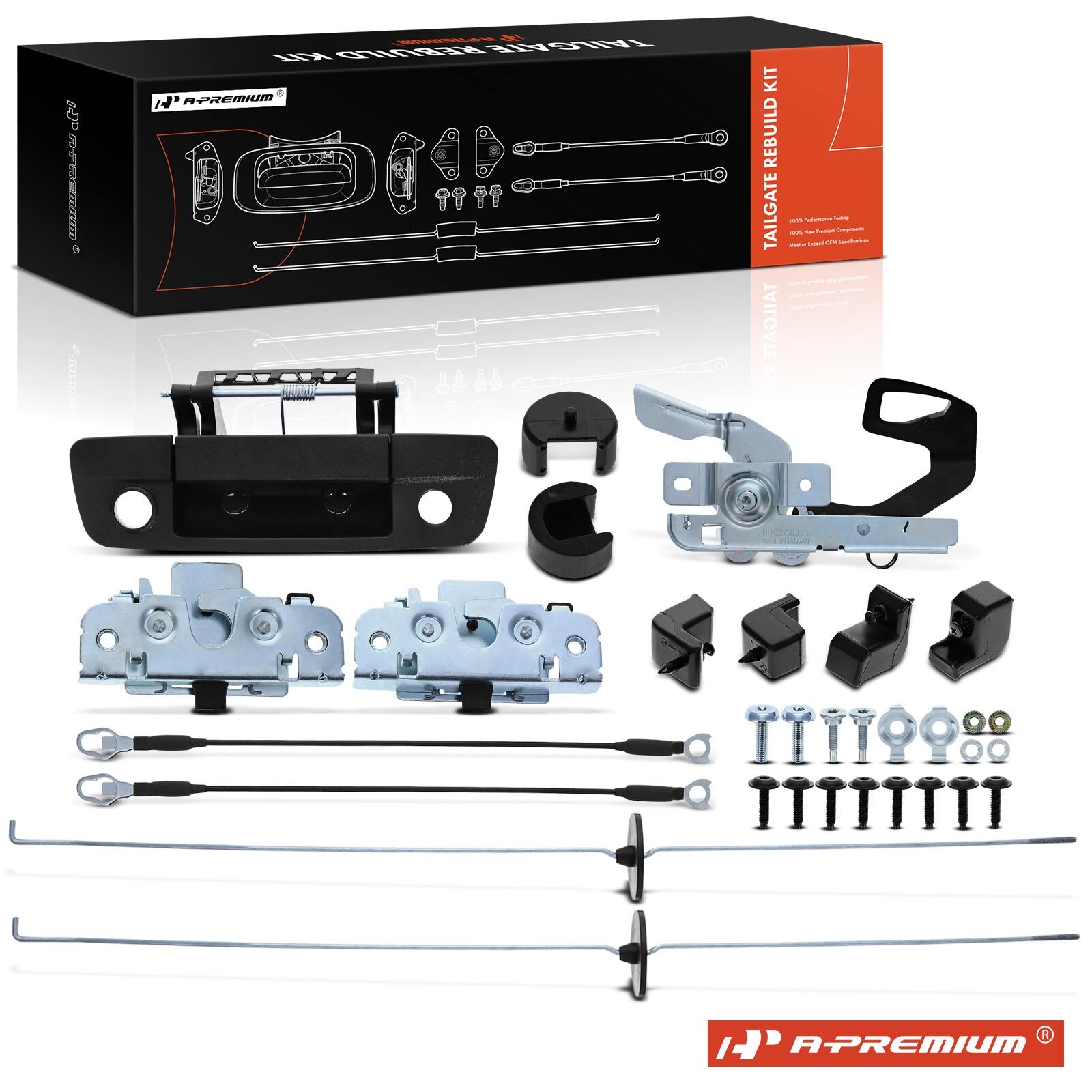 A-Premium Tailgate Hardware Rebuild Kit w/ Cable & Rods with Keyhole for Dodge A-Premium Tailgate Hardware Rebuild Kit w/ Cable & Rods with Keyhole for Dodge