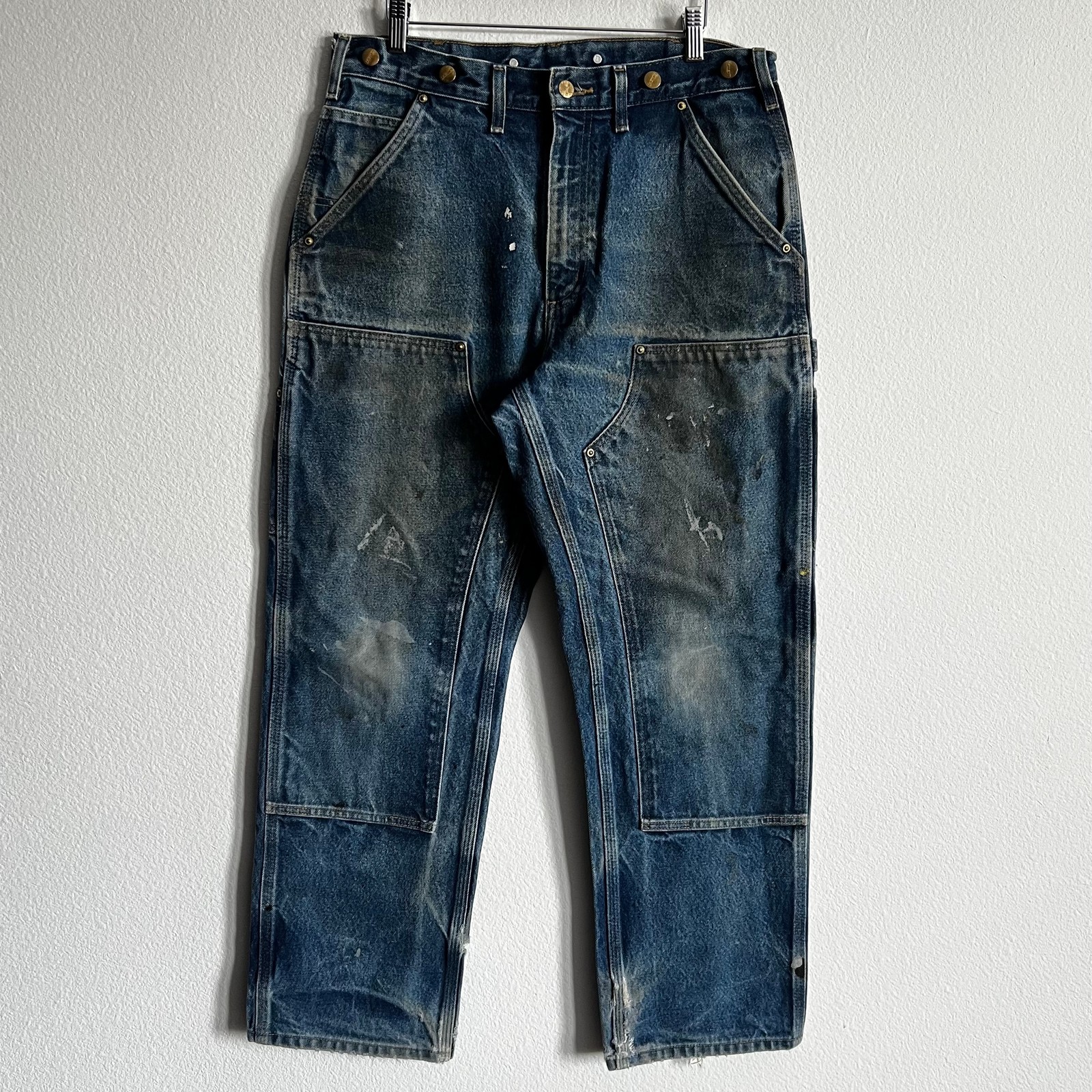 Carhartt B07 DNM faded blue denim double knee work wear carpenter pants Carhartt B07 DNM faded blue denim double knee work wear carpenter pants