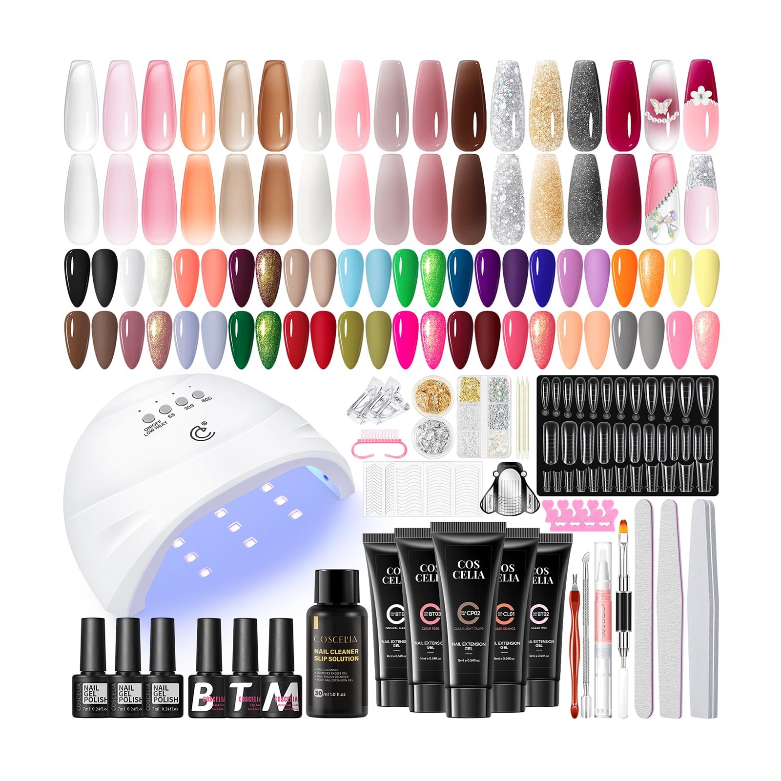 COSCELIA 67PC Gel Nail Polish Kit with U V Light, 25pcs Gel Nail Polish 15 Co...