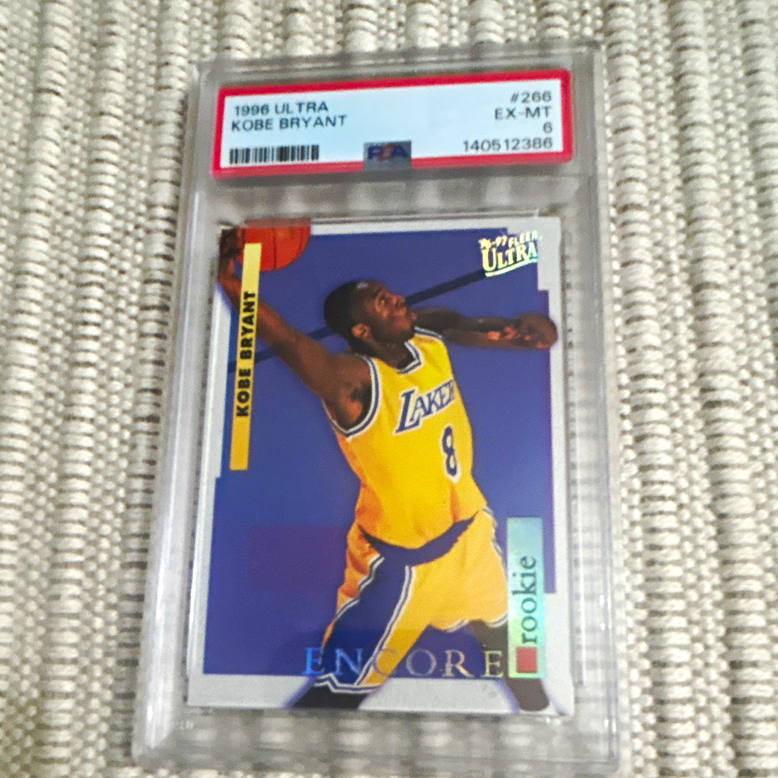 Fleer 1996-97 Ultra Encore Kobe Bryant Rookie RC #266 PSA 6 Lakers NBA Fleer 1996-97 Ultra Encore Kobe Bryant Rookie RC #266 PSA 6 Lakers NBA