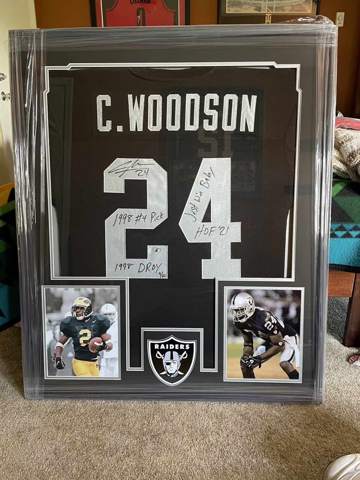 Charles Woodson Autographed LE 9/21 Inscribed Fanatics Framed Raiders NFL Jersey Charles Woodson Autographed LE 9/21 Inscribed Fanatics Framed Raiders NFL Jersey
