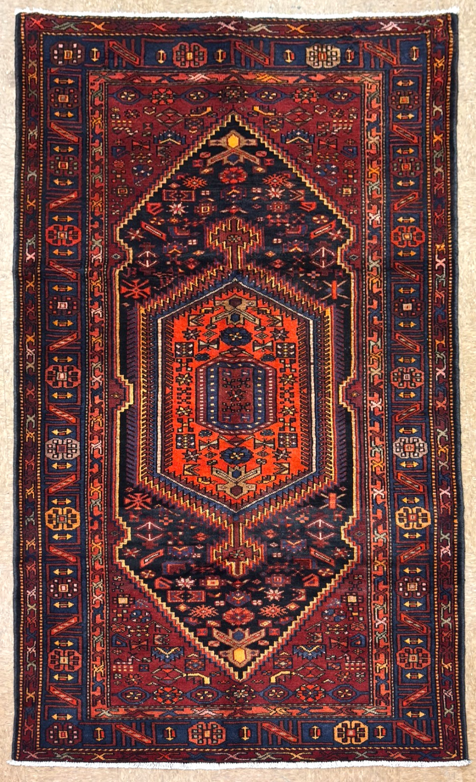 5x10 Vintage Zanjan Tribal Geometric Hand Knotted Wool Oriental Area Rug Boho