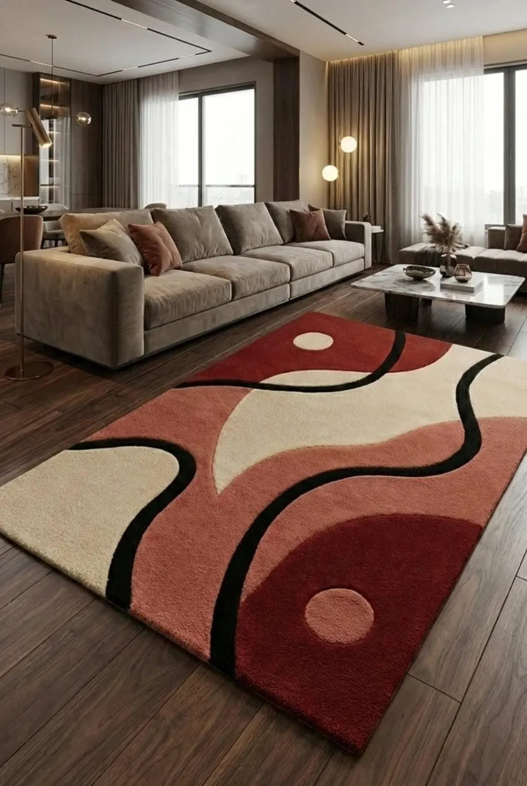 Abstract Hand Tufted Wool Rug, Modern Geometric Area Rug, Contemporary Carpet Abstract Hand Tufted Wool Rug, Modern Geometric Area Rug, Contemporary Carpet