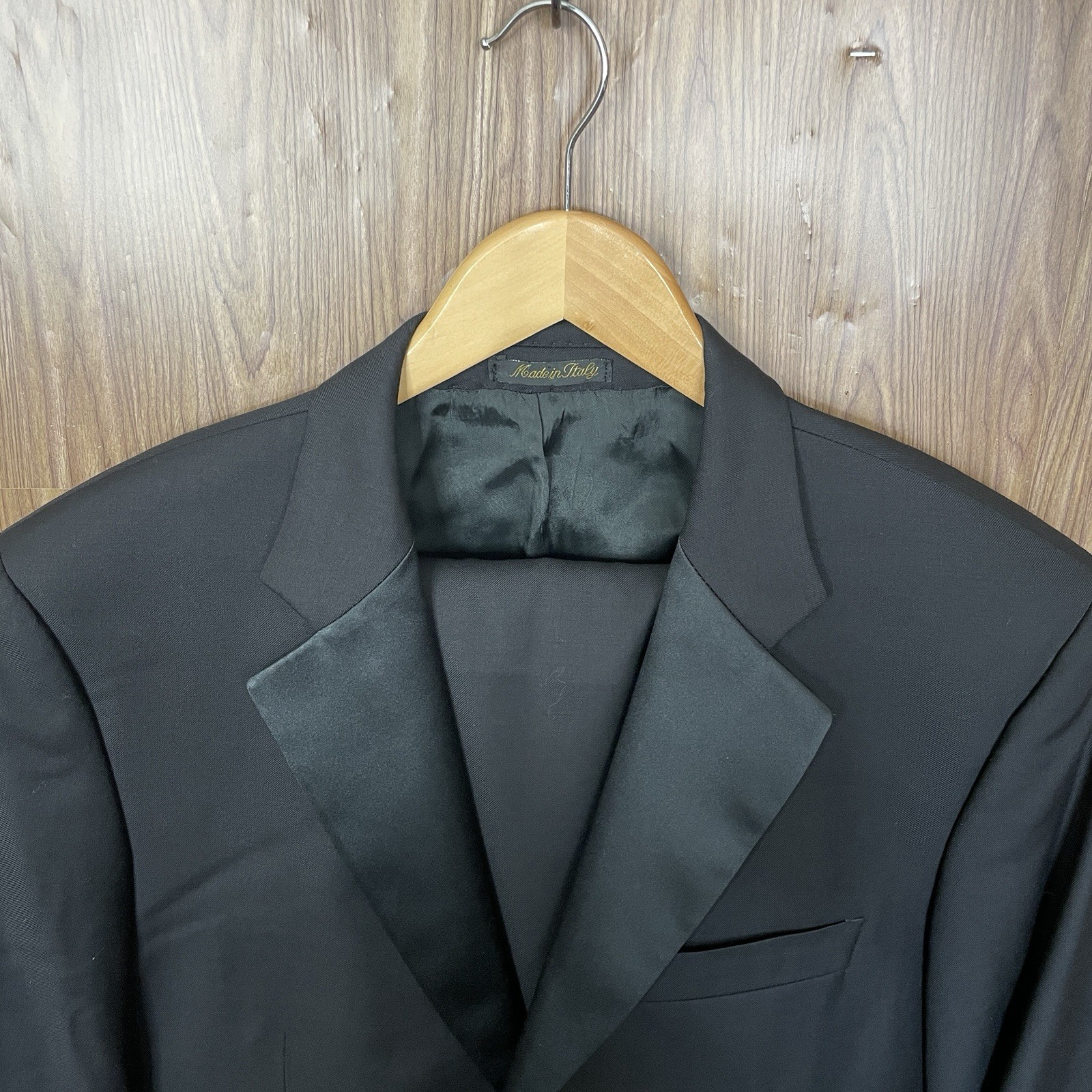 Gianni Manzoni 2 Piece Tuxedo Suit Mens 40R 36x29 Black Solid Wool Double Vented Gianni Manzoni 2 Piece Tuxedo Suit Mens 40R 36x29 Black Solid Wool Double Vented