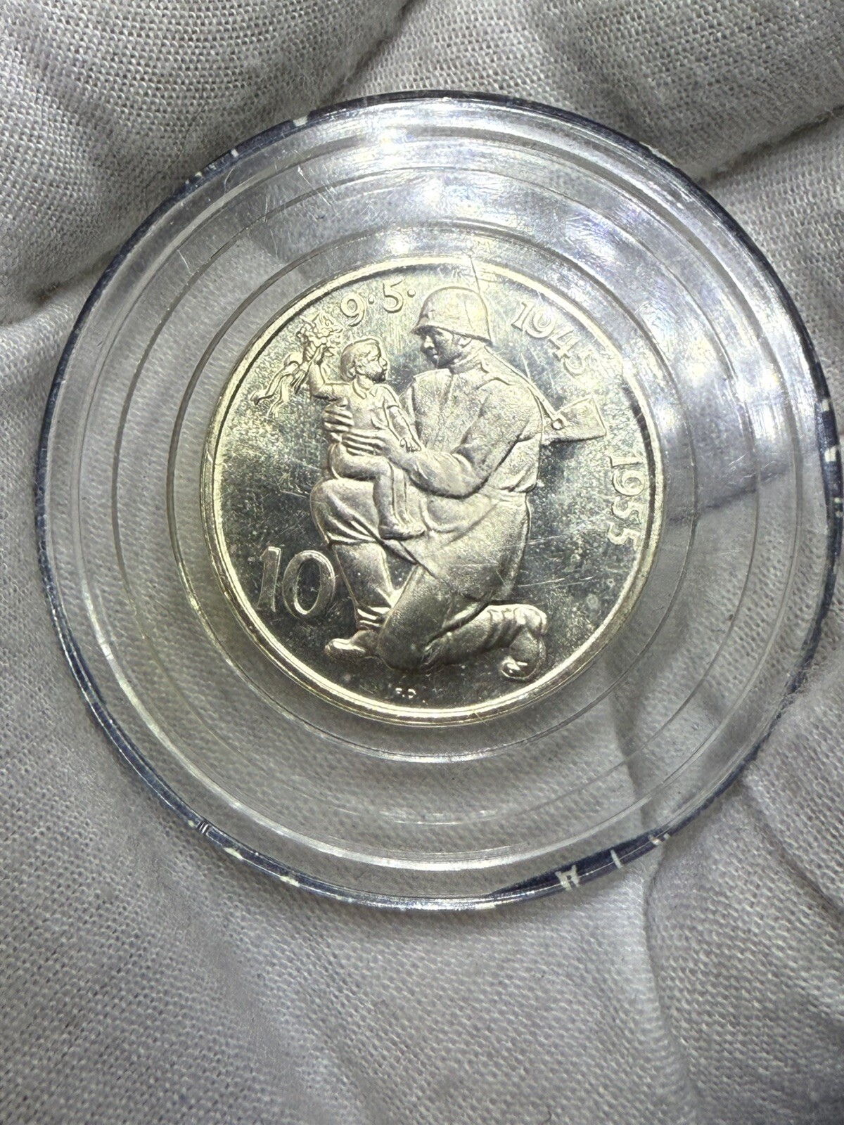 1955 Proof Czechoslovakia 10 Korun Original Mint Capsule Gem Proof F3 1955 Proof Czechoslovakia 10 Korun Original Mint Capsule Gem Proof F3