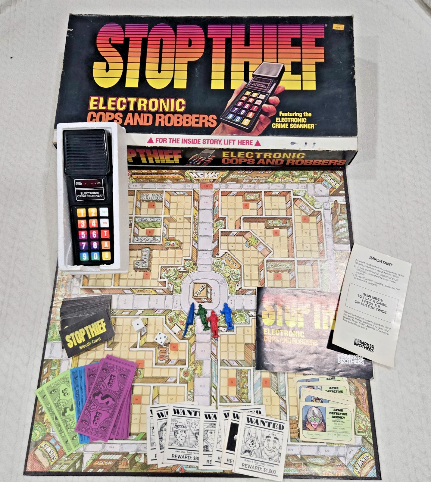 1979 STOP THIEF Electronic Cops & Robbers Board Game Parker Brothers INCOMPLETE
