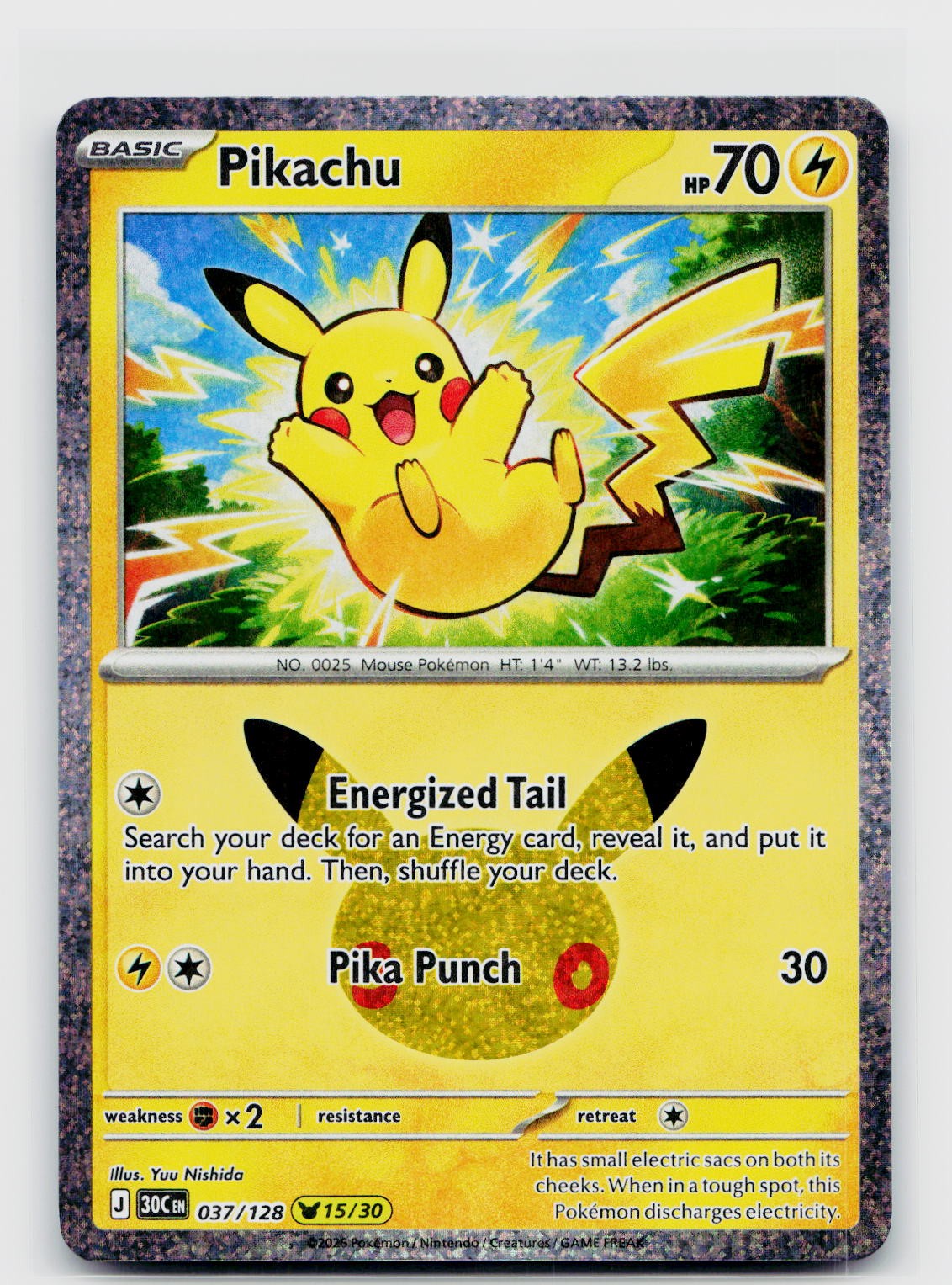 Pikachu 037/128 15/30 ME: 30th Celebration Pikachu Rare NM Pikachu 037/128 15/30 ME: 30th Celebration Pikachu Rare NM