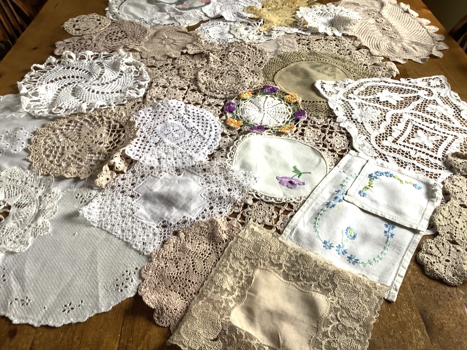 Job Lot of 42 x Vintage Handmade Lace Doilies. Various sizes & Hand Finishes Job Lot of 42 x Vintage Handmade Lace Doilies. Various sizes & Hand Finishes
