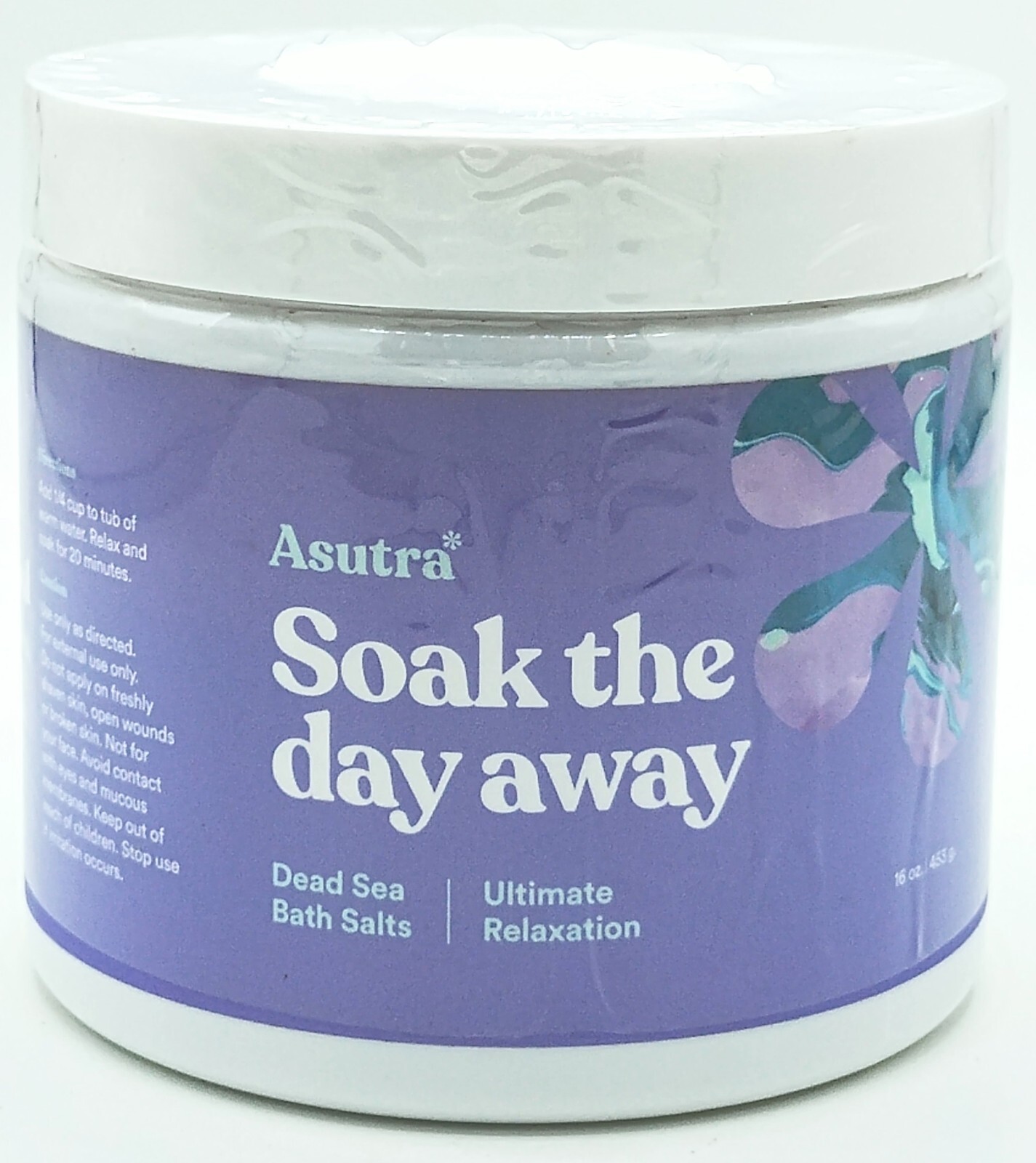 Asutra \'Soak the Day Away\' Dead Sea Bath Salts Lavender Cedarwood Chamomile 16oz Asutra \'Soak the Day Away\' Dead Sea Bath Salts Lavender Cedarwood Chamomile 16oz