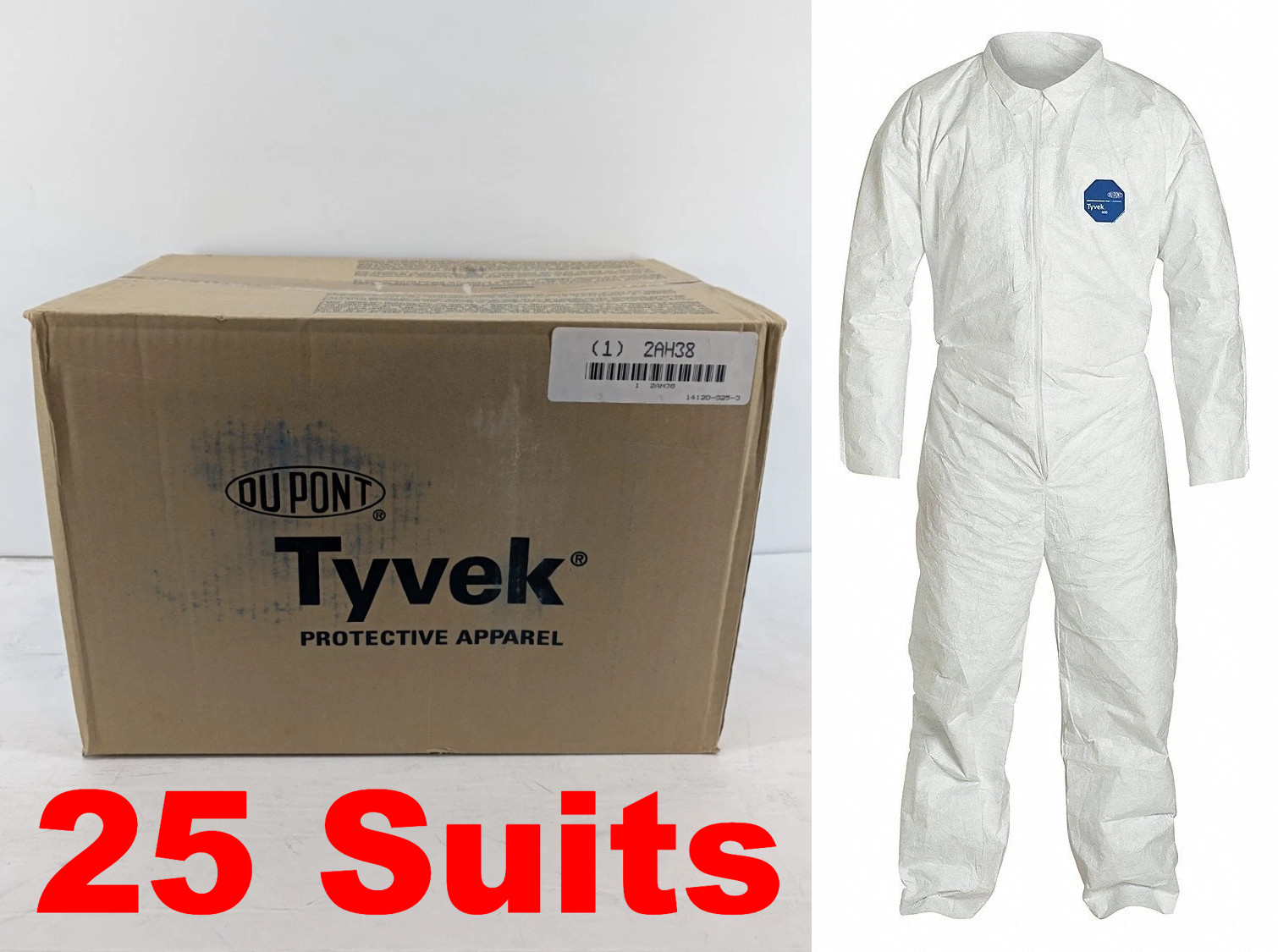DuPont Tyvek 400 TY120S LARGE Collared Disposable Suit Coveralls | 25 Suits New DuPont Tyvek 400 TY120S LARGE Collared Disposable Suit Coveralls | 25 Suits New