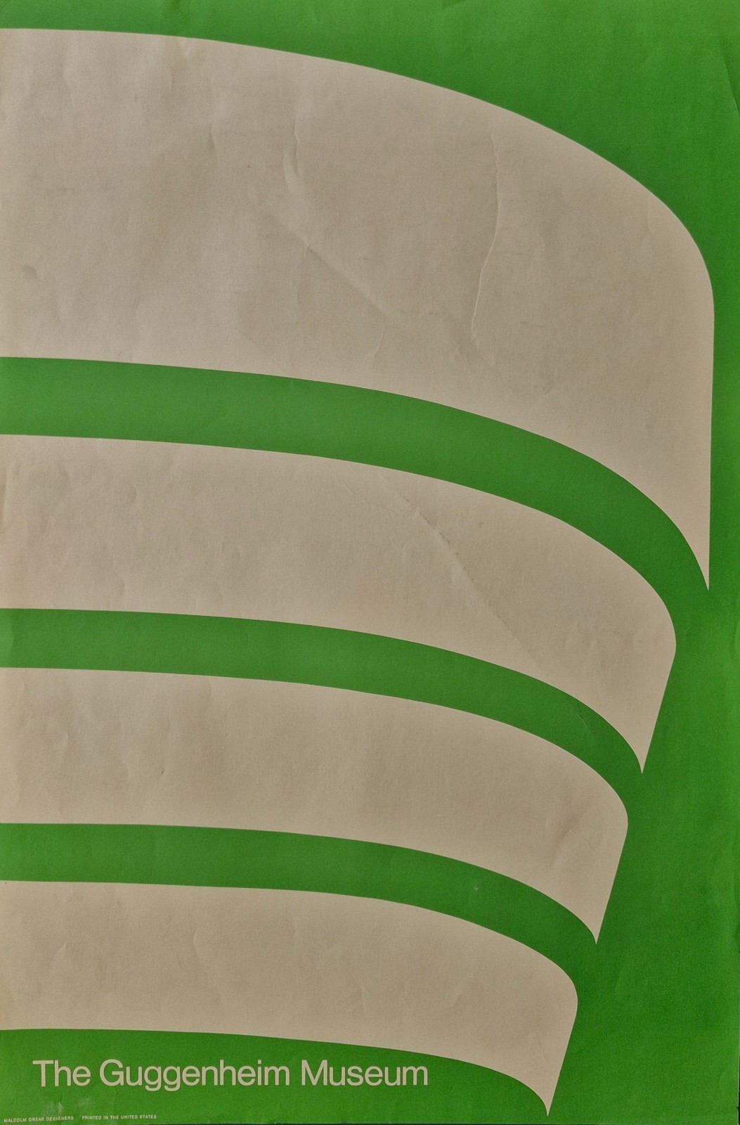 Vintage Original Guggenheim Museum Poster Malcolm Grear Designers 1969 Green