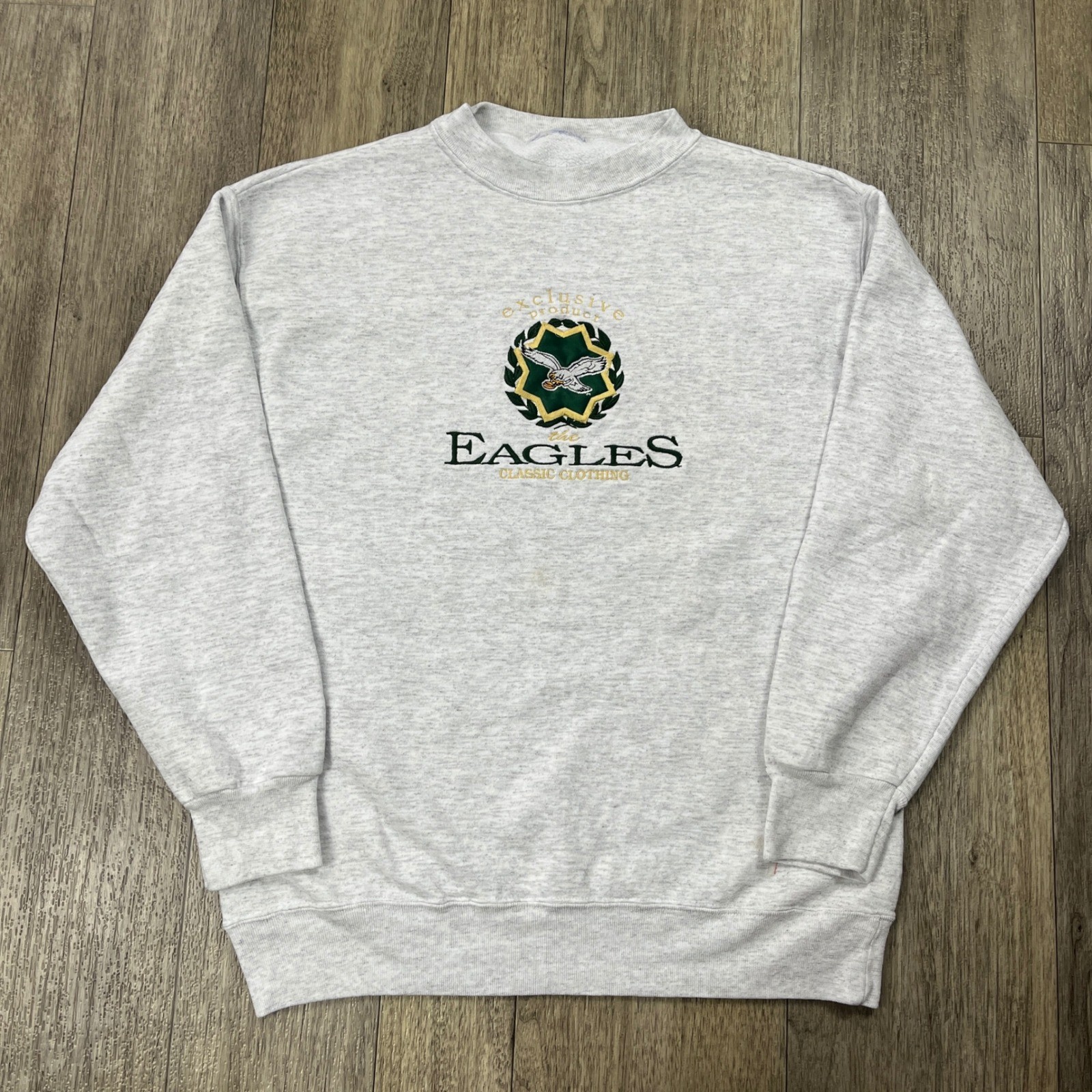 Vintage Philadelphia Eagles Sweatshirt Old Logo Mens Large Embroidered Gray NFL