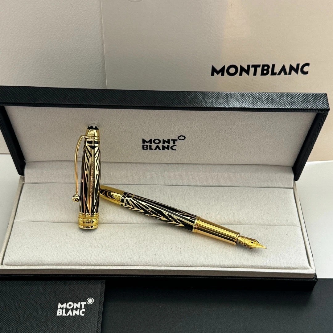 Mont.blanc Black Gold Luxury Fountain Pen Executive Gift with Box Mont.blanc Black Gold Luxury Fountain Pen Executive Gift with Box