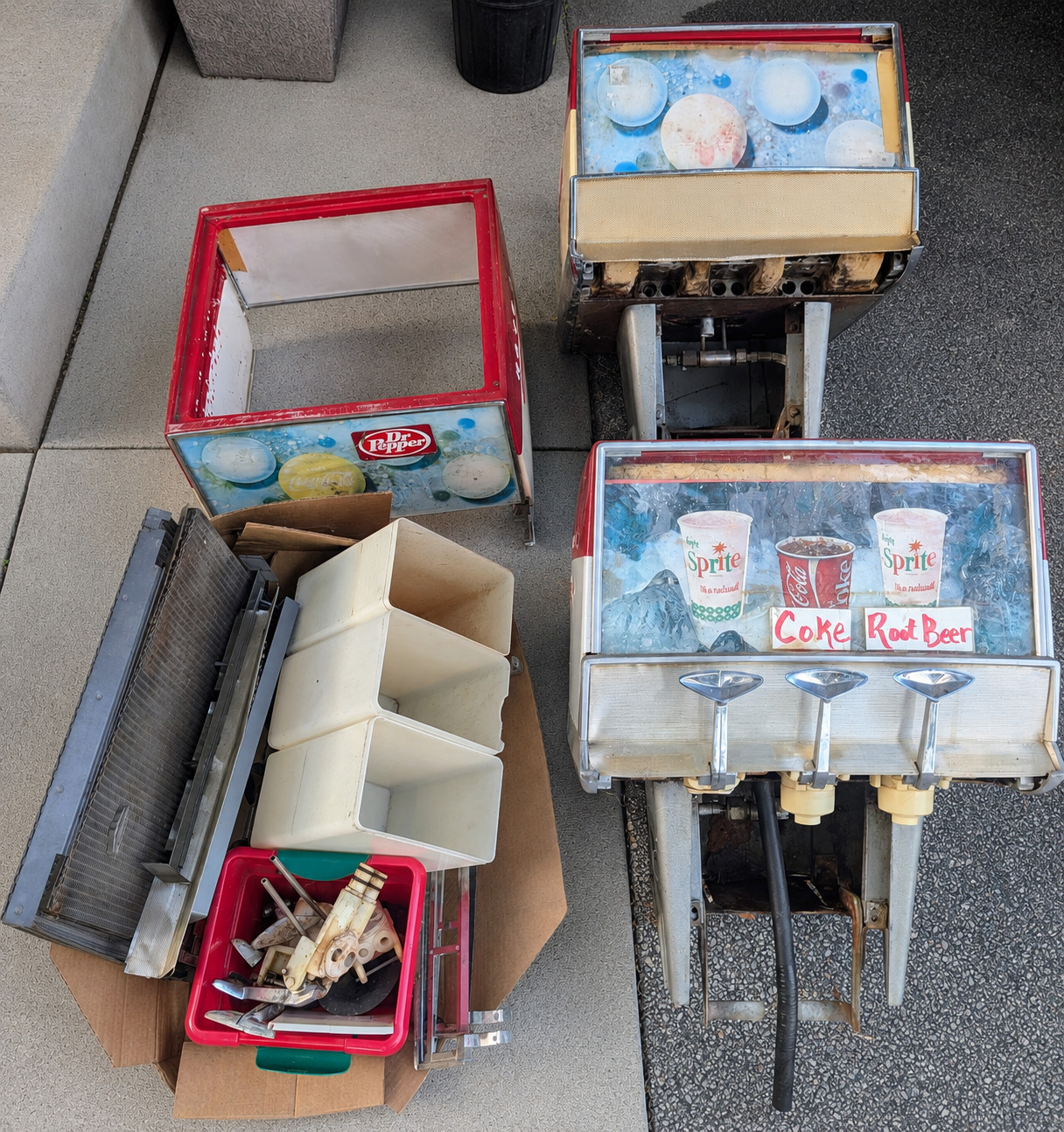1960s Coca-Cola Multiplex Meteor 3-Faucet Dispensers x2 + Parts Lot
