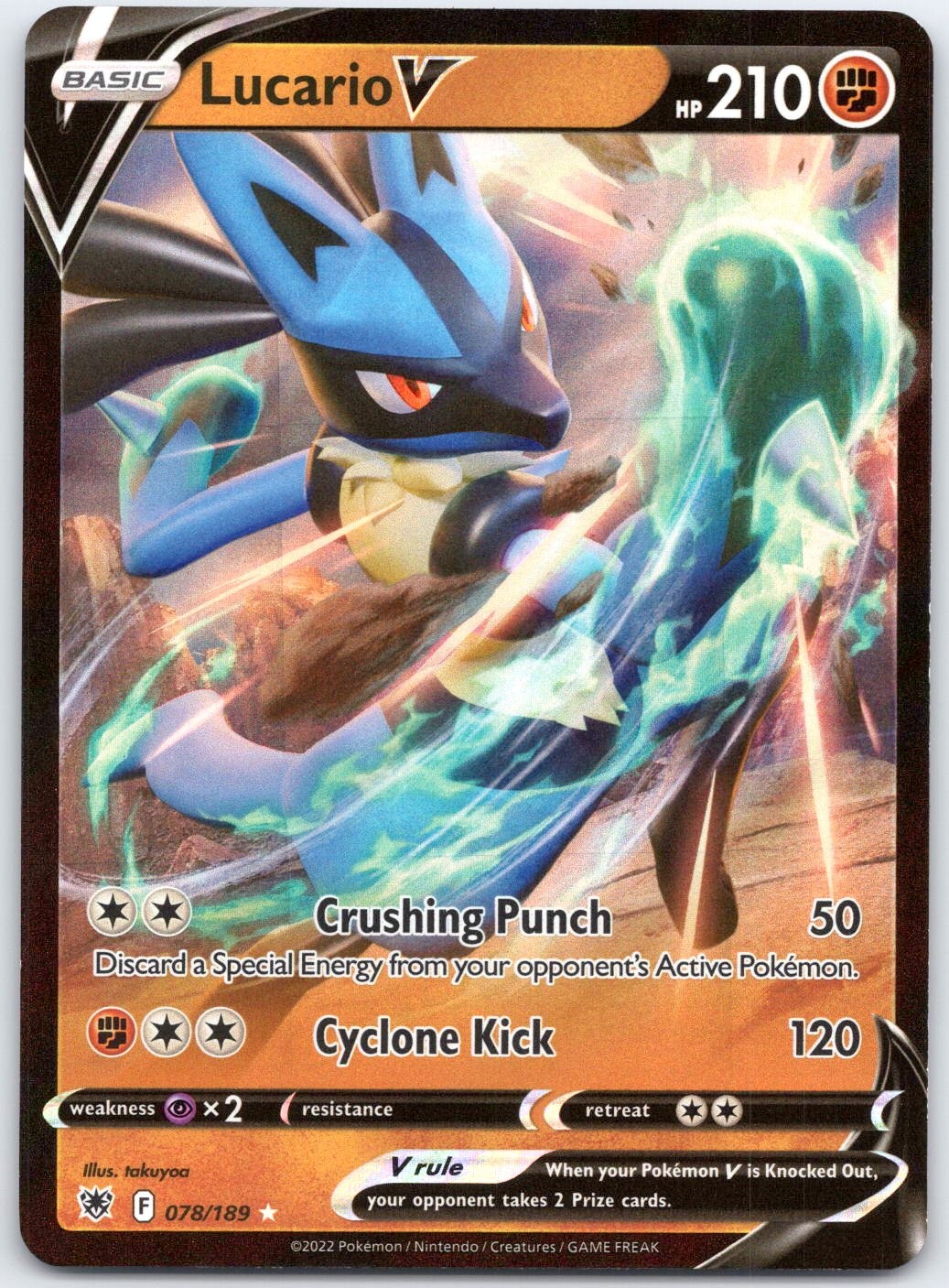 Lucario V Holo Ultra Rare SWSH10: Astral Radiance 078/189 MP Lucario V Holo Ultra Rare SWSH10: Astral Radiance 078/189 MP