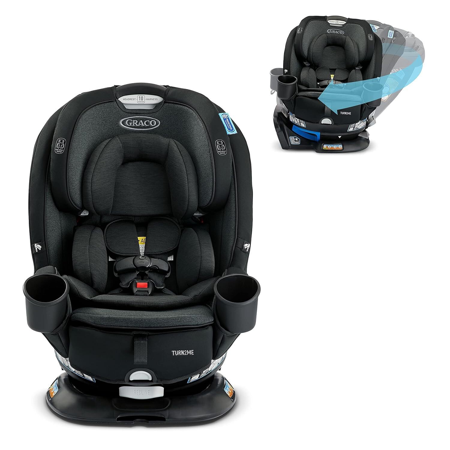 Graco Turn2Me 3-in-1 Car Seat, Rotating Car Seat, Cambridge, Black (Creased Box)