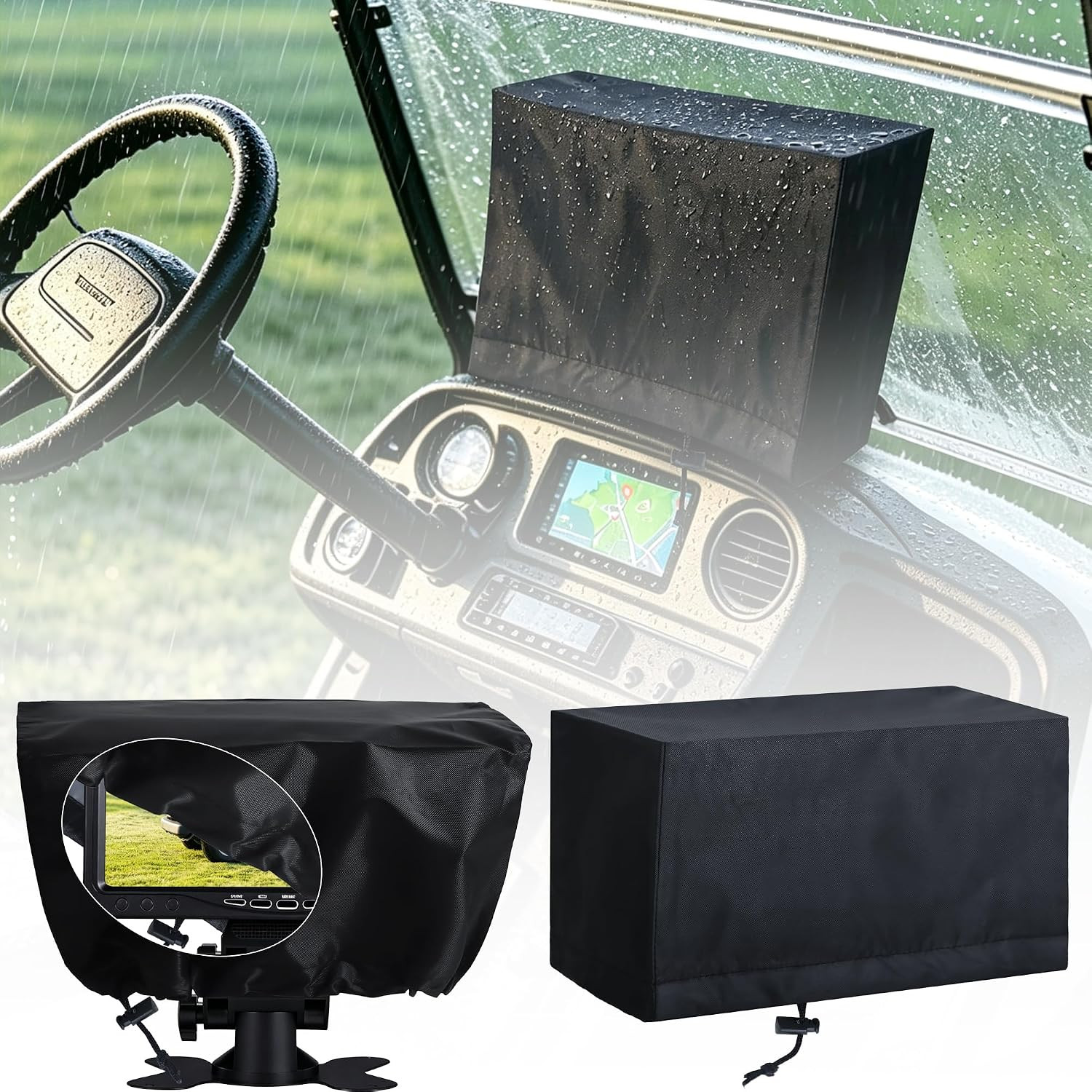 2Pcs Golf Cart Touchscreen Cover Waterproof Dustproof Cover with Drawstring Golf