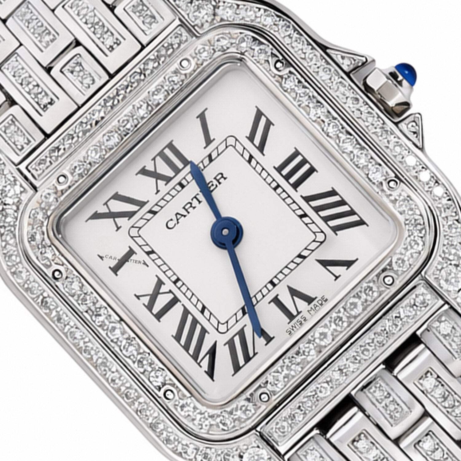 NEW 27mm Panthère De Cartier WSPN0007 5CTW Diamond Custom White Dial Watch