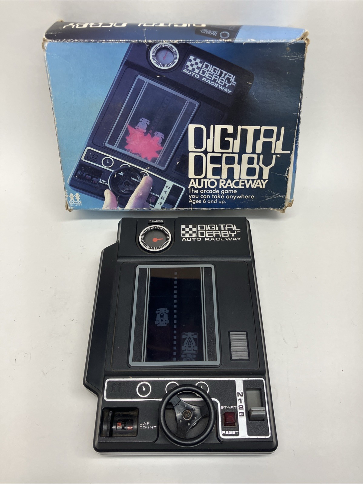 Vintage TOMY Digital Derby Auto Raceway Game with Box - Tested & Working Vintage TOMY Digital Derby Auto Raceway Game with Box - Tested & Working