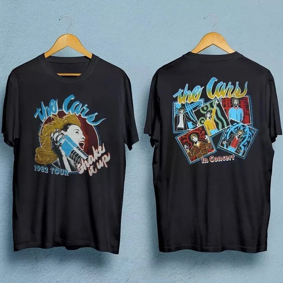 Vinatge 1982 Tour The Cars Band 2 Sides Black S to 5XL T-Shirt Vinatge 1982 Tour The Cars Band 2 Sides Black S to 5XL T-Shirt