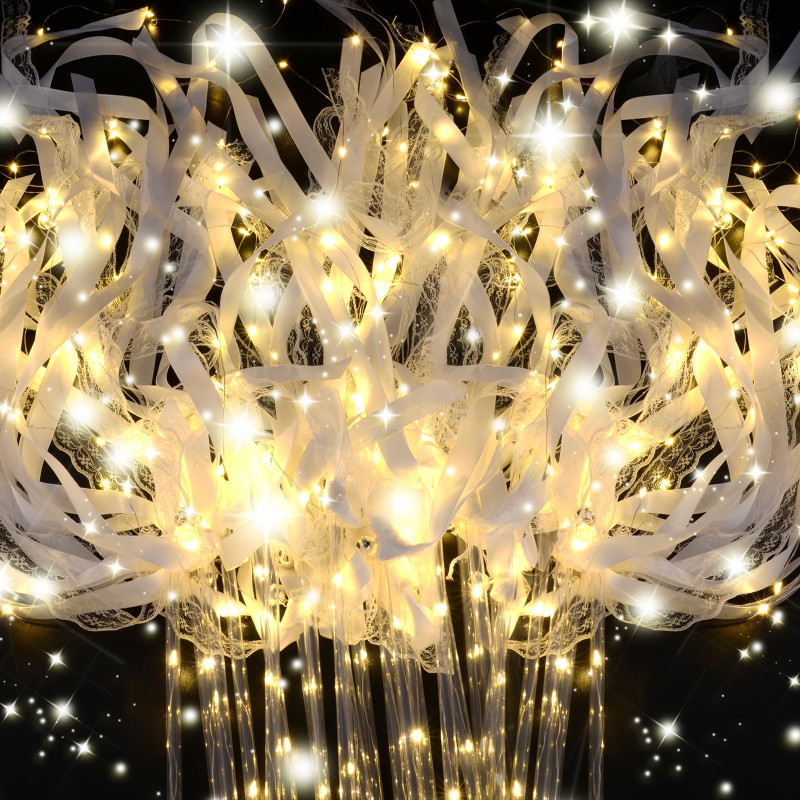 HONLYNE 100PCS LED Silk Fairy Wand with Bells, 3 Colorful Flashing Modes for HONLYNE 100PCS LED Silk Fairy Wand with Bells, 3 Colorful Flashing Modes for