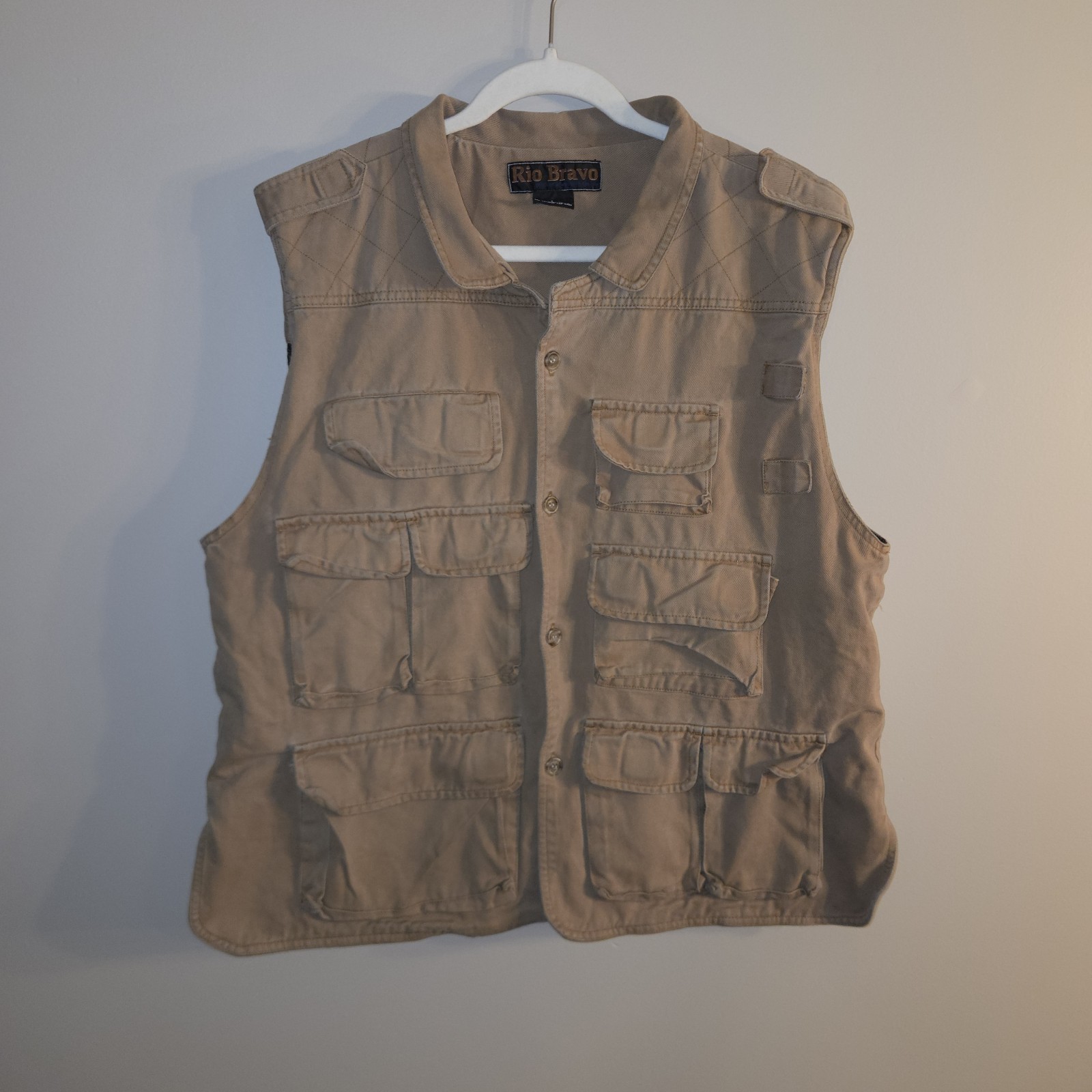 Rio Bravo Men\'s Vintage Vest Cargo Fishing Safari Canvas Gorpco Utility Size (L)