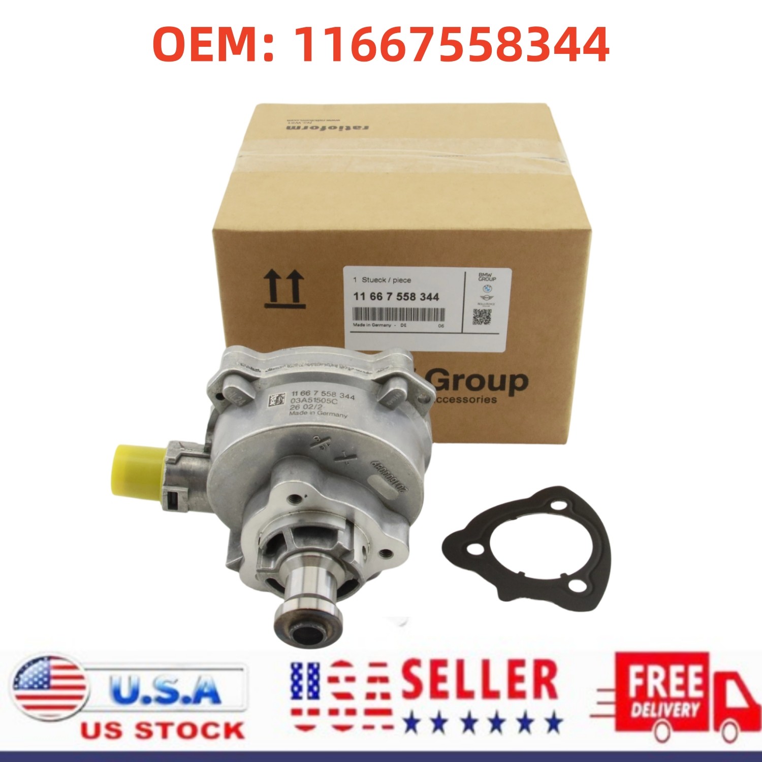 Genuine OEM 11667558344 Brake Vacuum Pump For BMW 1 3 5 SERIES X Drive