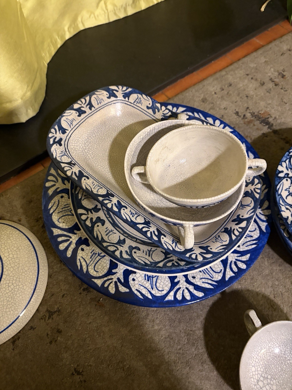 Vintage. Antique Pottery With Cute Bunnies.