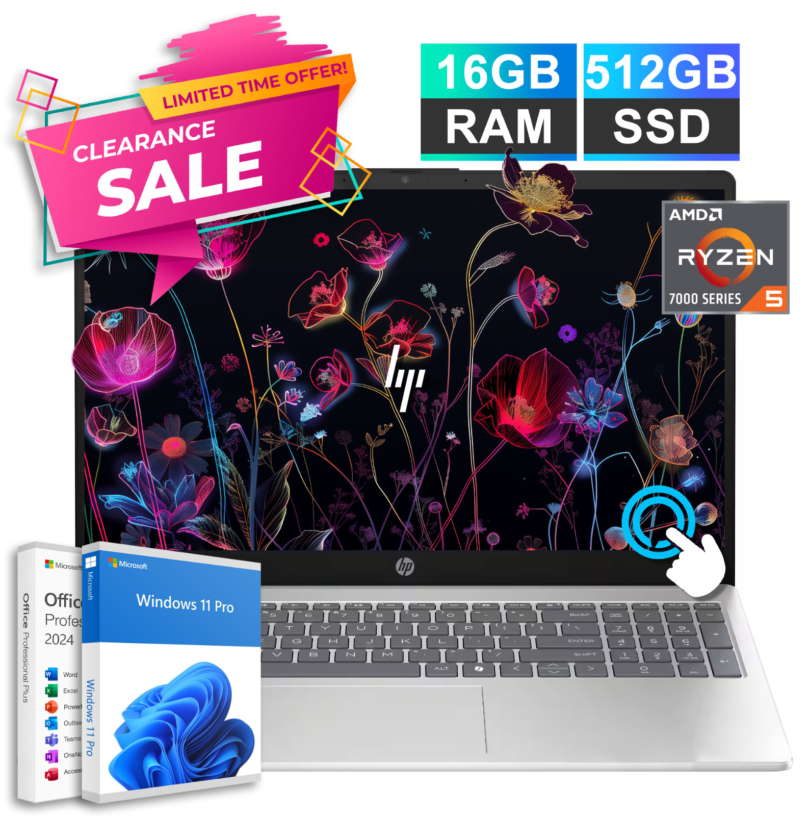 NEW HP Laptop Notebook 15.6 Touch AMD Ryzen 5 16GB RAM 512GB SSD Office 2024 Pro NEW HP Laptop Notebook 15.6 Touch AMD Ryzen 5 16GB RAM 512GB SSD Office 2024 Pro