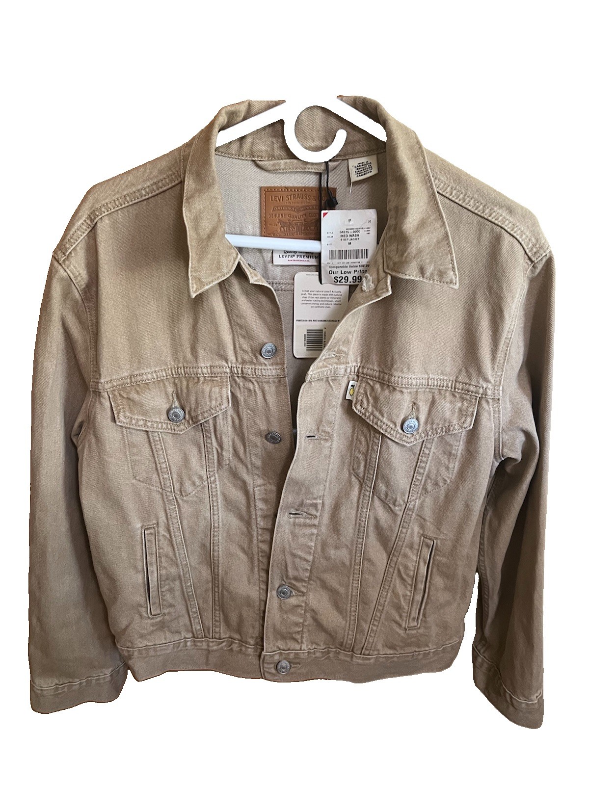 NWT Levi’s Premium Fresh Collection Vintage Fit Trucker Jacket Medium Tan Lemon 