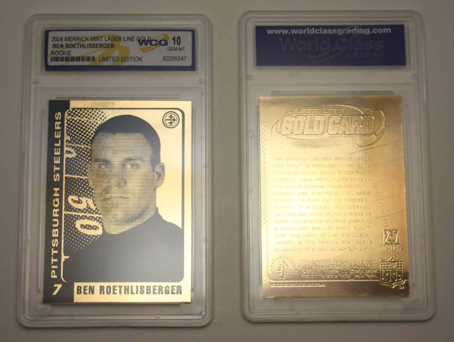 2004 Ben Roethlisberger Pittsburgh Steelers ROOKIE Gold Card Graded GEM MINT 10 2004 Ben Roethlisberger Pittsburgh Steelers ROOKIE Gold Card Graded GEM MINT 10
