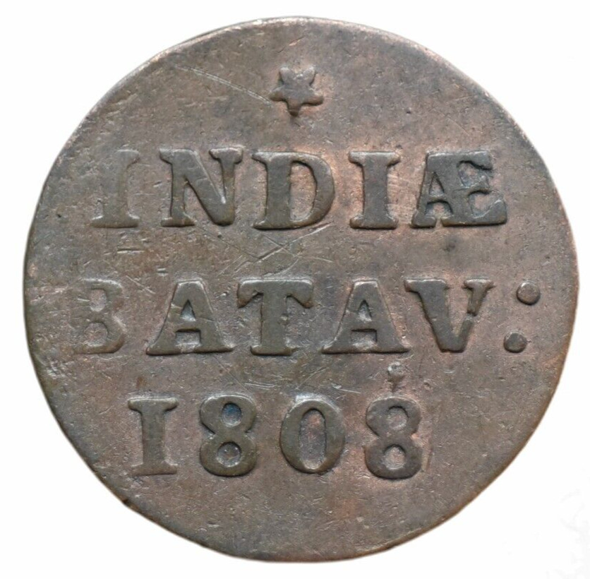 1808 NEATHERLANDS INDIA BATAV ONE DUIT - XF CONDITION 22MM