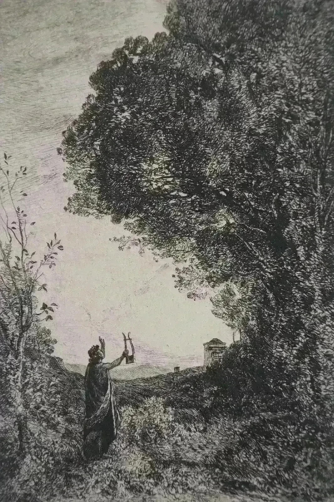 Jb Camille Corot: Orphée, Engraving Signed, Durand Ruel, 1873 Jb Camille Corot: Orphée, Engraving Signed, Durand Ruel, 1873