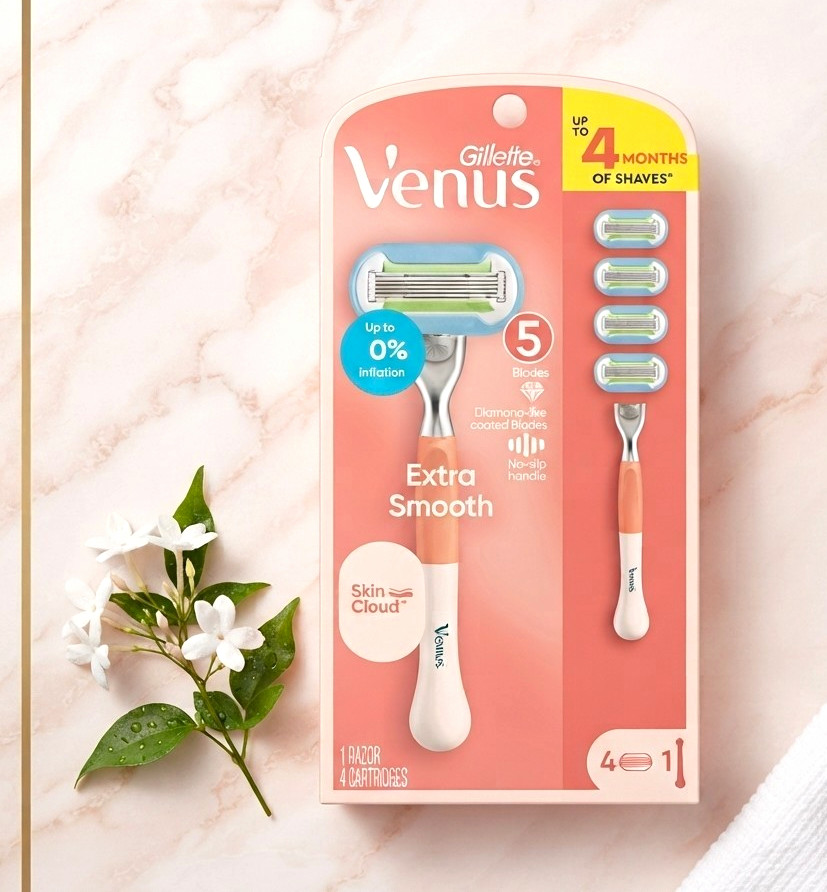 Gillette Venus Extra Smooth Women\'s Razor Handle + 4 Refill Cartridges Gillette Venus Extra Smooth Women\'s Razor Handle + 4 Refill Cartridges