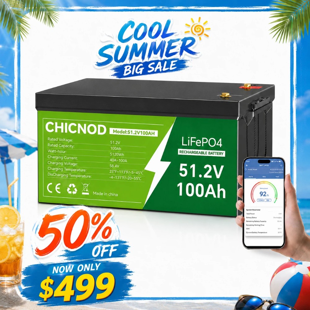 48V 100Ah 5120Wh LiFePO4 Lithium Battery Built-in BMS Deep Cycles For Golf Cart
