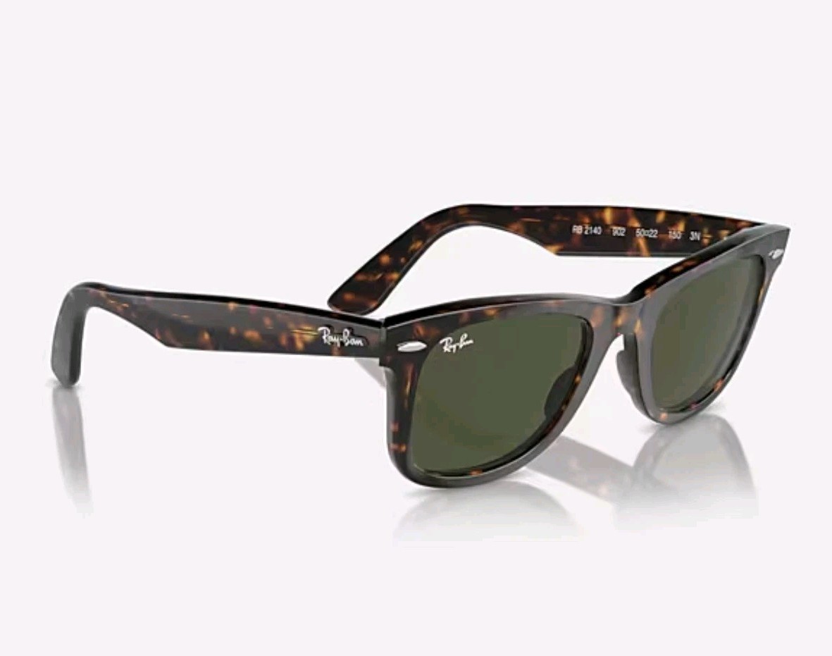 Ray-Ban RB2140 902 50-22 Wayfarer Green Lenses Unisex Sunglasses Tortoiseshell Ray-Ban RB2140 902 50-22 Wayfarer Green Lenses Unisex Sunglasses Tortoiseshell
