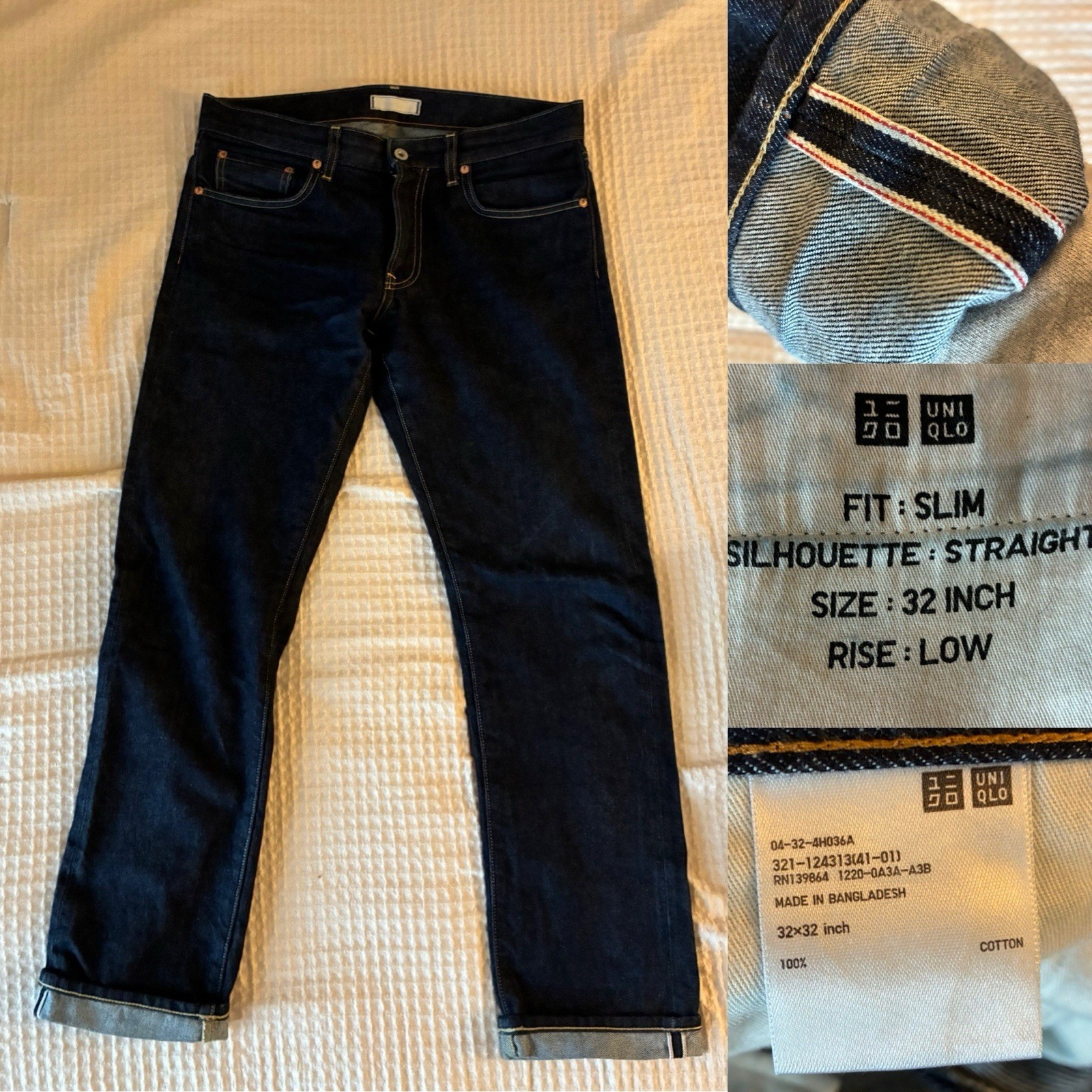 Uniqlo Men’s Selvedge Denim Dark Blue Jeans 32 Slim Low Rise Uniqlo Men’s Selvedge Denim Dark Blue Jeans 32 Slim Low Rise