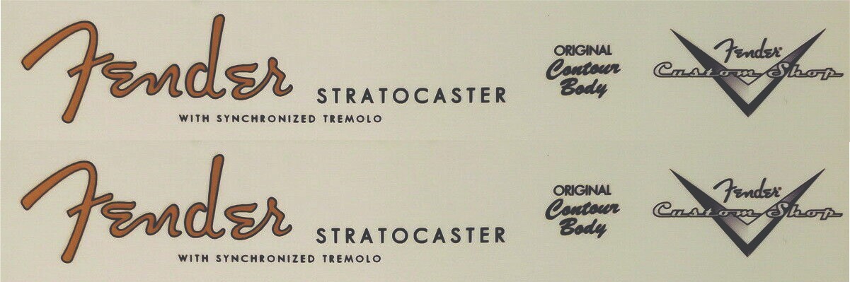 2 (Two) Fender Stratocaster Spaghetti w/custom shop headstock waterslide decals