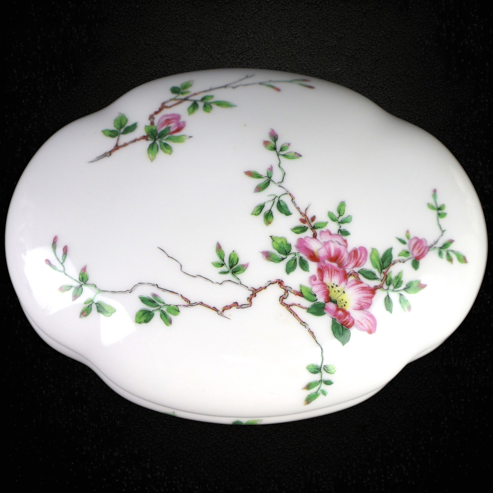 Vintage Haviland Limoges Eglantine Trinket Box France Pink Floral Porcelain