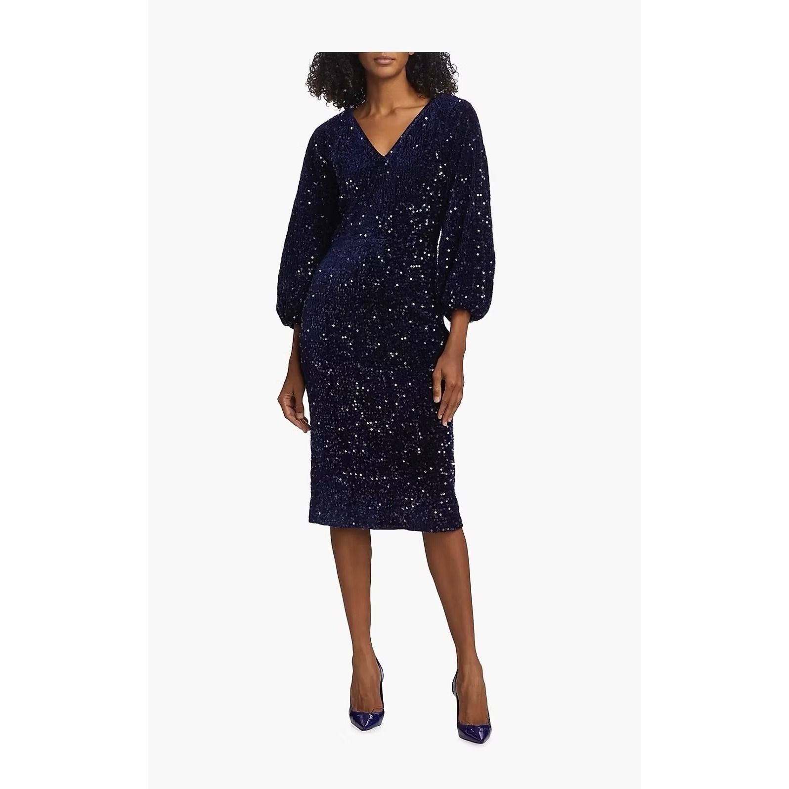 NWT Elie Tahari Robin Sequin Midi Dress in Blue / Size 10 / MSRP $525 NWT Elie Tahari Robin Sequin Midi Dress in Blue / Size 10 / MSRP $525