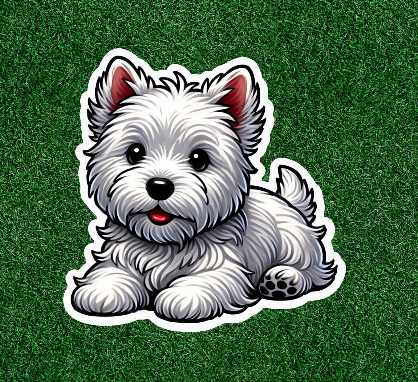 Cute Westie West Highland White Terrier dog waterproof vinyl sticker- many sizes