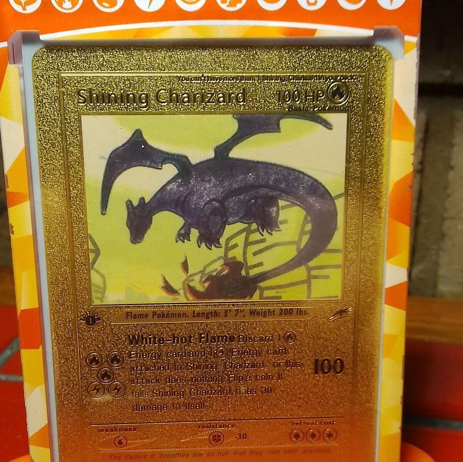 1995-2000 Golden Shining Charizard RARE Pokémon 107/105 neo 1995-2000 Golden Shining Charizard RARE Pokémon 107/105 neo