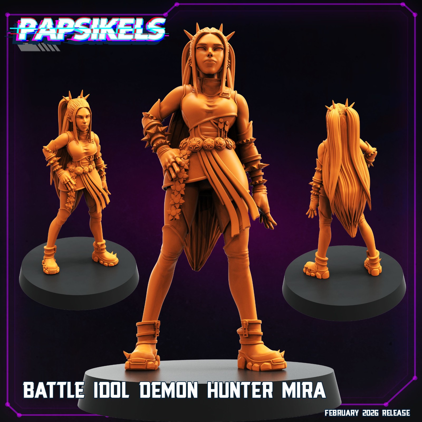 Battle Idol Demon Hunter Mira Set (3) – Papsikels Resin Miniatures 32mm Tabletop
